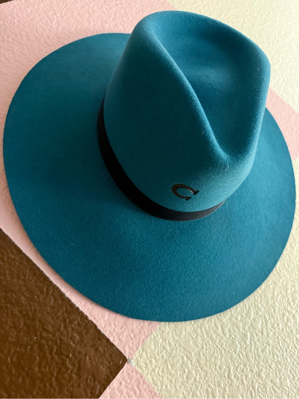 Teal Wool Felt Wide-Brim Hat - Women